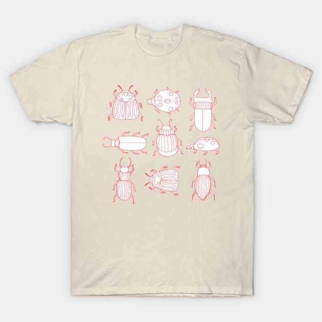 Red bugs and beetles T-Shirt by M. Scowen Art